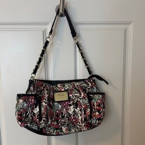Nicole Black and Pink Floral Shoulder Bag